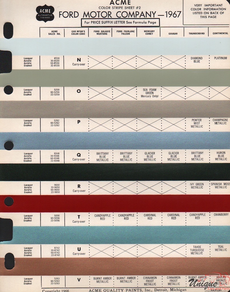 1967 Ford Paint Charts Acme 2